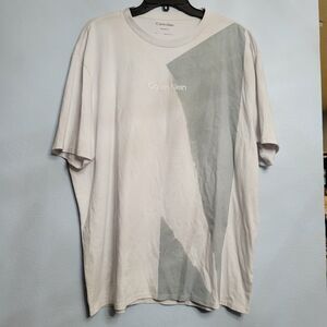 NWT Calvin Klein Mens White Gray Abstract Graphic Print T-Shirt Modern Large